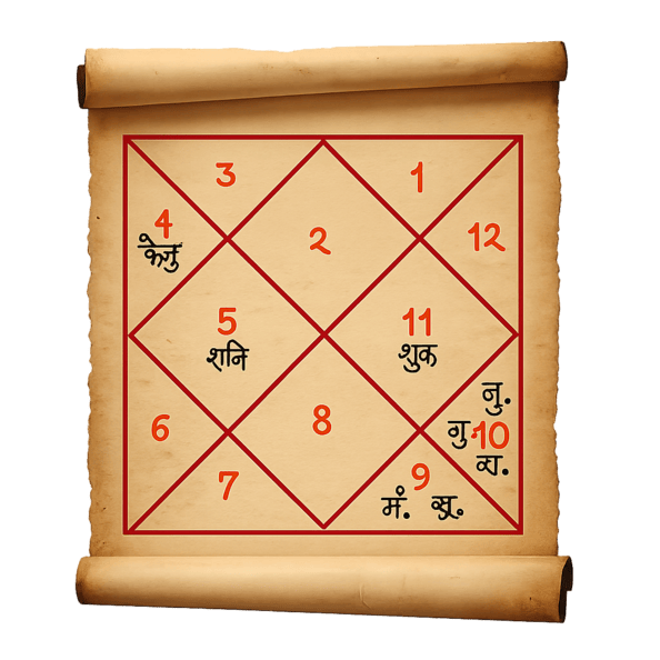 Vedic Astrology Kundali Chart Illustration