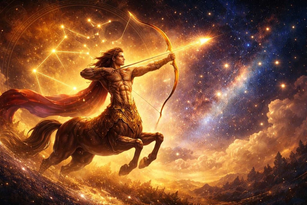 Dhanu Rashi Sagittarius zodiac themed image